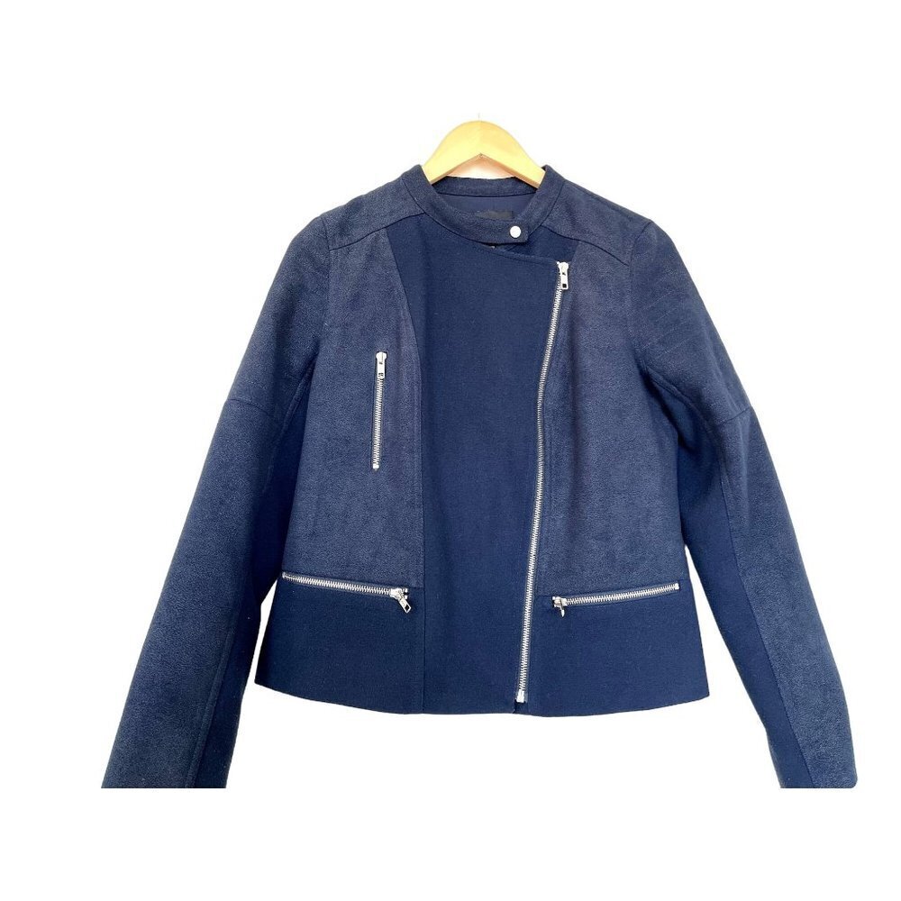 Trouve Dark Navy Moto Zip-Up Jacket M
